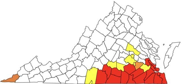 image: Virginia Cooperative Extension fire ant map