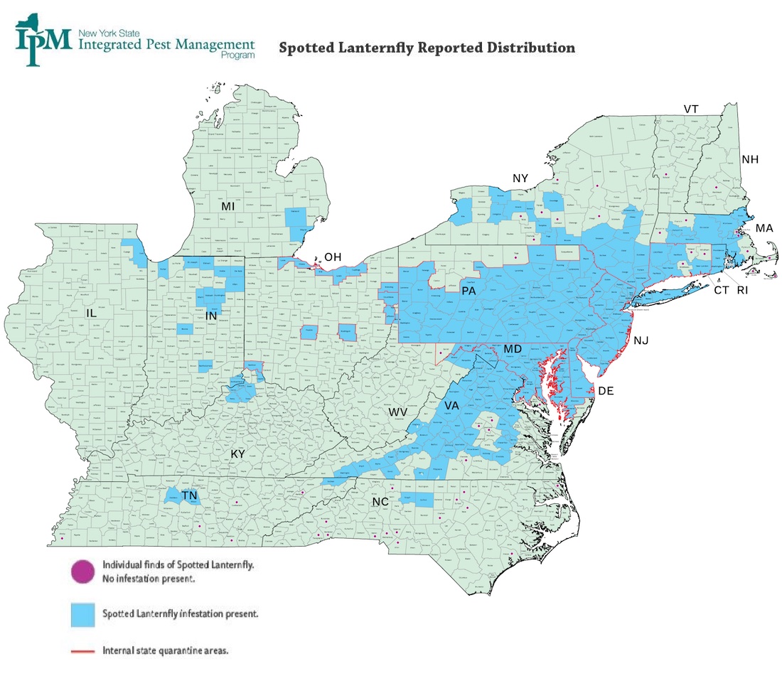 image: Cornell University distribution map
