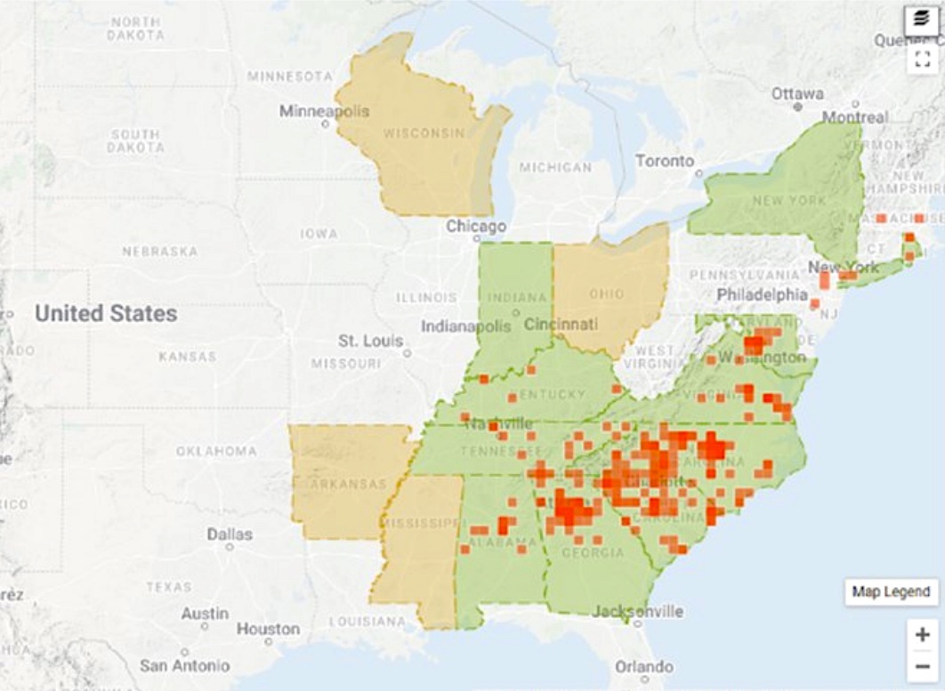 image: iNaturalist Canada needle ant map